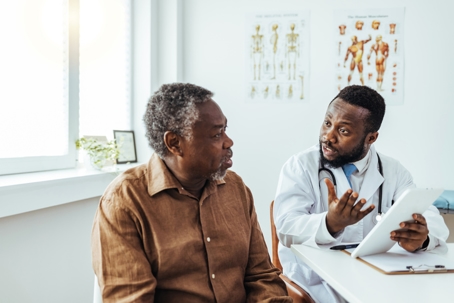 Doctor listens seriously to patient concerns.